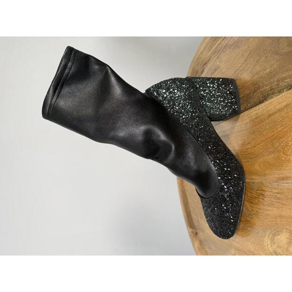 Premiata Sock Ankle Boots EU 35 US 5 Black Crystal Glitter Block Heel Womens NWB - Picture 2 of 11